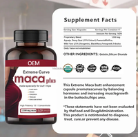 Gélules de Maca Noire OEM pour Femmes Adultes, Complément Herbal pour l'Augmentation des Fesses et la Gestion de l'Énergie, 120 Gélules/Flacon