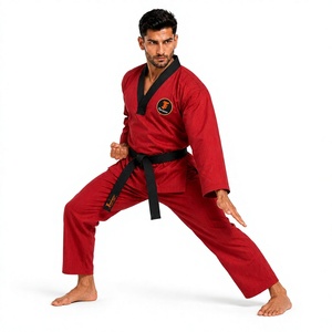 Uniforme Profesional de Taekwondo Dobok, Traje de Entrenamiento Ligero y Transpirable, Tela Resistente, Chaqueta con Cuello en V, Conjunto de Pantalones, Personalizado OEM - Product Image 1