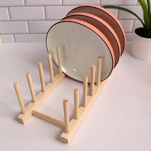 Bamboo <b>Dish</b> <b>Rack</b> Round Multifunction Drainer For Kitchen <b>Dish</b> And Bowl Storage - Product Image 2