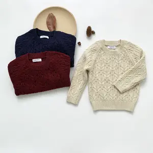 Hot Sale Winter Girl Top Clothes Knitting Sweater Kid Girl Cute Pattern Solid Pink Brown Beige CottonためSweater 1-6T