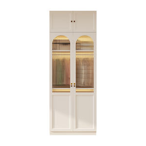 Armoire de rangement en acier style crème avec vitrine en verre à bord étroit pour l'entrée et le salon - Product Image 5