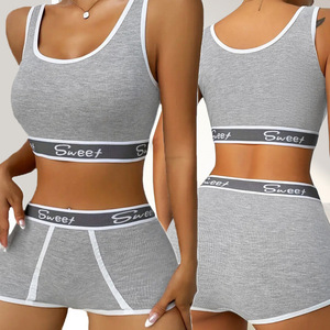 Set di Lingerie sportiva tinta unita traspirante da <span class=keywords><strong>donna</strong></span> comoda mutandina da Yoga per tutti i giorni alla moda biancheria intima di supporto senza soluzione di continuità - Product Image 3