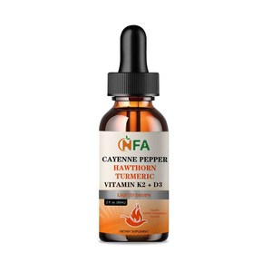OEM Private Label Cayenne Pepper Hawthorn Turmeric <b>Vitamin</b> K2 D3 <b>Liquid</b> Drops with Cayenne Extract Immune Bone Health Drops - Product Image 1