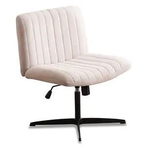 豪华白色天鹅绒口音椅中背无扶手设计，带铁黑腿，适用于客厅卧室 -- 现代风格沙龙椅