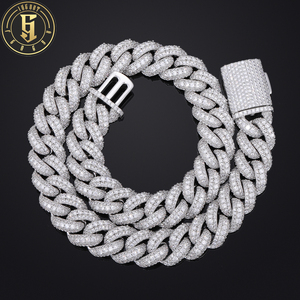 Collana a Catena Cuban Link Iced Out con Moissanite VVS Colore <span class=keywords><strong>D</strong></span>, Placcata <span class=keywords><strong>Oro</strong></span> 15mm 18mm, Supera il Test del Diamante, Gioielli Hip Hop da Uomo - Product Image 1