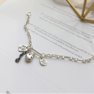 Bracelet en argent sterling 925, bijoux vintage, visage souriant, mon seul et unique, fait pour vous - Product Image 3
