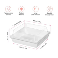 Boîte en papier carrée blanche personnalisée, résistante à la graisse, de qualité alimentaire, pour boulangerie, sandwichs, fêtes, avec couvercles transparents