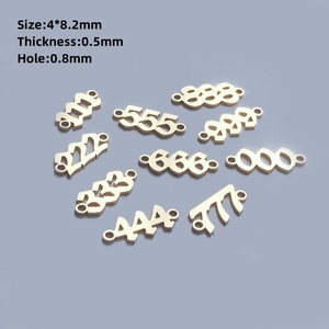 Premium 0-9 Colgante de Ángel digital conectado triple Conectores de números de la suerte rellenos de oro de 14K Hallazgos para hacer joyas-Latón hecho - Product Image 2