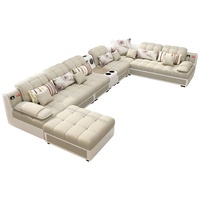 Ensemble de canapés sectionnels en tissu moderne pour les grands petits salons Table basse en U Combinaison de meuble TV Design simple et élégant
