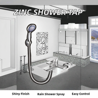 Robinet de douche mural monocommande en alliage de zinc, anti-corrosion, finition chromée, jet pluie, céramique polie, chaud/froid