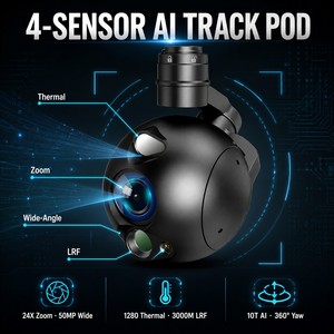 Spherical 4-in-1 Four-<b>Sensor</b> AI Gimbal Pod 24X Zoom 48MP 50MP Wide 1280x1024 Thermal 15-3000m LRF 10T AI Computing - Product Image 2