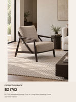 Fauteuil d'appoint moderne en tissu rembourré avec structure en bois massif pour salon, coin lecture, personnalisable