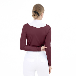 Maglia bassa MOQ top da corsa per cavalli da <span class=keywords><strong>donna</strong></span> traspirante alla moda camicie equestri alto elastico con bottone a <span class=keywords><strong>cavallo</strong></span> - Product Image 6