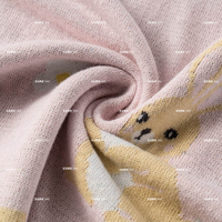 Couverture bébé en coton doux jacquard animalier OEM, 100% coton, double face, jacquard éléphant, tricotée, pour toutes les saisons