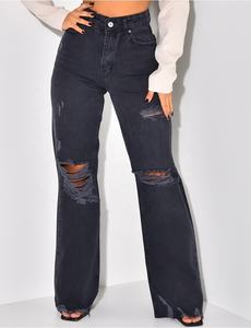 Jeans strappati a vita alta Boutique autunno fantasia ragazze eleganti pantaloni antigraffio pantaloni strappati strappati nuovi Jeans moda - Product Image 2