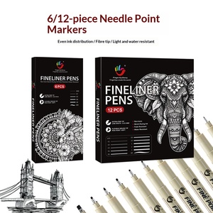 Set di 12 <span class=keywords><strong>Penne</strong></span> Micro a Punta Fine per Disegno, <span class=keywords><strong>Penne</strong></span> Permanenti con Inchiostro Nero Impermeabile e Archivabile per Scrittura - Product Image 1