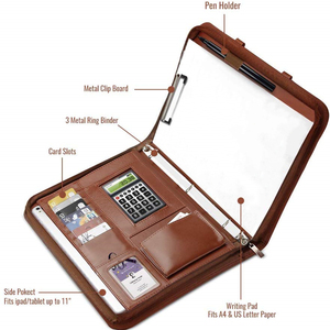 Zipper Office Presentation Gift Document File Folder PU Leather Business A4 Portfolio - Product Image 6