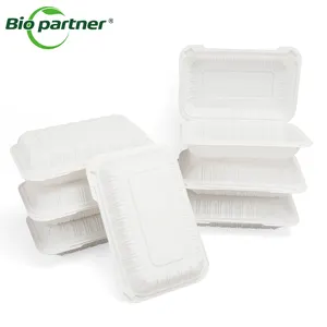 American Lunch Bento Takeaway Fast Hamburg Boxes Mfpp Microwave Safe Restaurant Clamshell Boxes With Lid