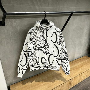 Sudadera con Capucha Blanca Extra Grande <span class=keywords><strong>para</strong></span> <span class=keywords><strong>Hombre</strong></span>, Estampado de Grafiti, Estilo <span class=keywords><strong>Hip</strong></span> <span class=keywords><strong>Hop</strong></span>, Streetwear Y2K, Informal, Holgada - Product Image 1