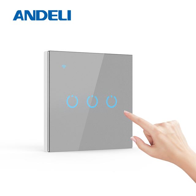 Modern Smart Switch Neutral/No Neutral Choice Voice Control Waterproof ABS Glass Panel 10A Max. EU Plug Compatible Smart Life