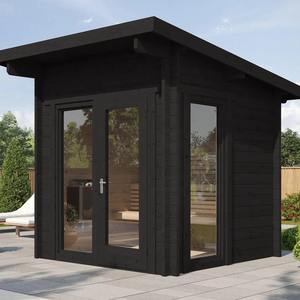 Hachillspa Cabine traditionnelle en bois pour 6 personnes Sauna en bois massif avec porte en verre Chauffage électrique pour arrière-cour Jardin Maison Spa - Product Image 3