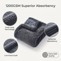 Serviette de lavage et séchage professionnelle pour voiture en microfibre double face torsadée 1200 GSM