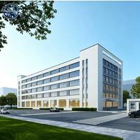 Bâtiments commerciaux préfabriqués multi-étages à structure en acier robuste, personnalisés, pour bureaux et hôtels, à assemblage rapide et à faible coût