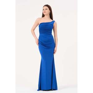 Haut décontracté uni bleu Saxony pour femme DANS, coupe classique, disponible en pack multi-tailles 36-42, modèle 1578 - Product Image 1