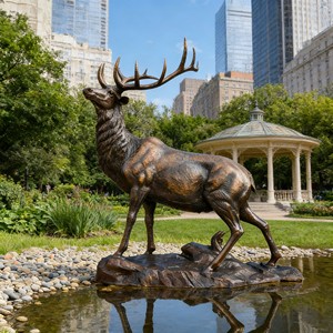 Outdoor Garden Decoration Life <strong>Size</strong> Copper Brass Cast Large Antique Animal <strong>Elk</strong> Deer Statue Sculpture Model - Product Image 2