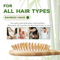 Brosse à cheveux ovale en bambou naturel avec coussin d'air et picots en bois pour stimulation du cuir chevelu et coiffage sans nœuds, logo personnalisé