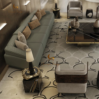 Canapé d'angle modulaire de style italien moderne, grand canapé de salon sur mesure, canapé sectionnel en velours et cuir haut de gamme pour villa et hôtel