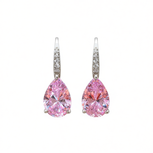 Pendientes elegantes de morganita rosa con engaste de plata 925 en forma de gota de agua, joyería romántica para boda para mujer - Product Image 1