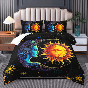 3D In Kỹ Thuật Số Cổ Điển Bohemian Mặt Trời Mặt Trăng Tùy Chỉnh Mô Hình Comforter Set Bộ Đồ Giường - Product Image 1