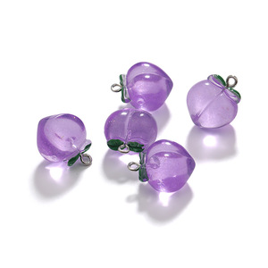 Accessoire porte-clés pêche fait main DIY, pendentif fruit en résine rose avec paillettes scintillantes, fourniture pour la création de bijoux et d'ornements - Product Image 5