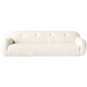 Sofá Vintage <span class=keywords><strong>blanco</strong></span> Estilo nórdico Wabi-Sabi conjunto de sofá muebles sala de estar moderno lujo 3 plazas sofá de tela de lana - Product Image 5