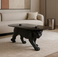 Sculpture de table unique en résine, motif léopard, art animal réaliste pour les espaces de vie