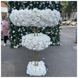 IFG New Design Wedding Decoration 5ft tall Double white flower annulus Arch Stand Flower Stand Backdrops for wedding and party