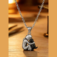 Nouveau Collier Cadeau Fête des Mères Transfrontalier, Pendentif Étreinte Mère-Enfant en Acier Inoxydable, Commémoratif pour Couples, Tendance