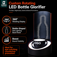 Support rotatif pour bouteilles avec éclairage LED en acrylique pour présentation en boîte de nuit