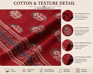 <b>King</b> <b>Size</b> Floral Cotton <b>Sheet</b> Set Red Botanical Bed Linen Soft Cotton Bedsheet Bedroom Decor Flat <b>Sheet</b> with Pillow Cover - Product Image 5