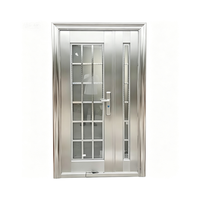 Porte d'entrée de sécurité à double battant en acier inoxydable 304 avec verre intégral – Vente en gros