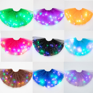 Mode LED lumière rougeoyante enfants filles princesse <span class=keywords><strong>Tutu</strong></span> jupes néon coloré couches Tulle Ballet danse robe courte fête lumineuse - Product Image 2