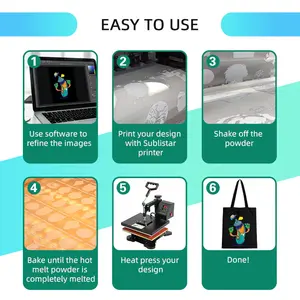 SUBLISTAR 1Kg Venta al por Mayor Polvo Termofusible DTF No Elástico, Polvo Adhesivo para Película PET para Telas Rugosas y Telas No Tejidas - Product Image 6