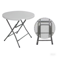 Grande demande Table portable blanche moulée par soufflage en HDPE Mobilier d'extérieur pliant carré au design moderne pour hôtels et cours