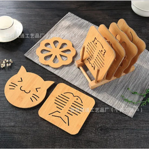 Juego de posavasos de madera con soporte, forma irregular, resistente al calor, para tazas de té, uso en la cocina - Product Image 5