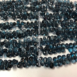 4mm 6mm Natural Londres azul Topacio facetado gotas lágrima gota Briolette cuentas de piedras preciosas hebra para la fabricación de joyas collar pulsera - Product Image 1