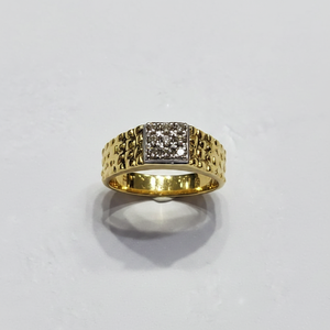 Bague élégante en or jaune 14 carats plaqué rhodium avec diamant rond taille brillant pour homme, style ethnique - Product Image 2