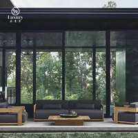 Ensemble de canapé et table basse de jardin en teck moderne et luxueux pour la cour, meubles d'extérieur