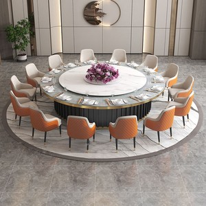 Hotel Suite Luxury Dining <b>Table</b> Set With Lazy VIP Room Smart Big Marble Round Chairs Round Dining <b>Table</b> With Chairs - Product Image 1