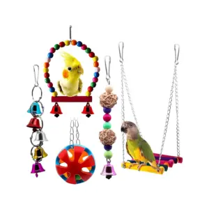 Eco-Friendly ball Wood Iron pet bird toys natural parts parrot